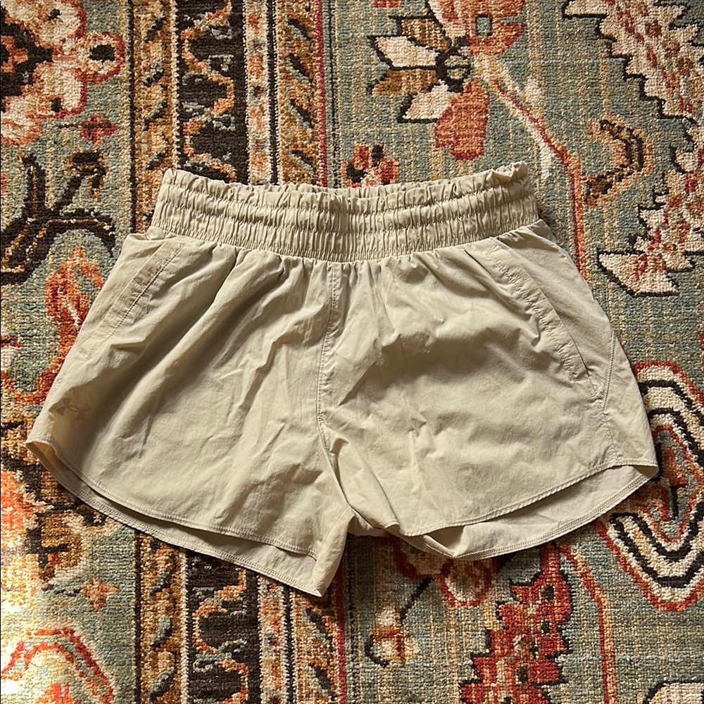 Tan Under Armour Shorts Lightweight Design Curved Hem